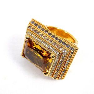 Giant Gold Ring - Oversized Ring - Citrine Heavy Extra Big Ring